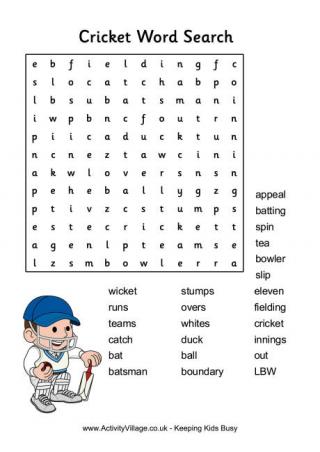 Cricket Word Search