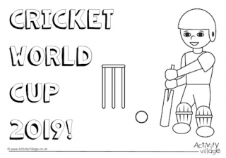 Cricket World Cup 2019 Colouring Page