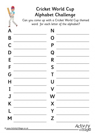 Cricket World Cup Alphabet Challenge