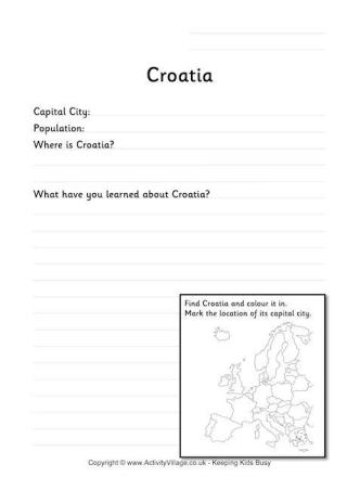 Croatia Worksheet