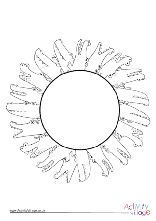 Crocodiles Border Colouring Page