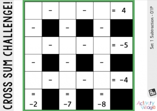 Cross Sums Subtracting Set 1