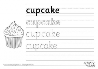 Cupcake Handwriting Worksheet
