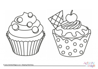 Cupcakes Colouring Page 1