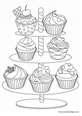 Cupcakes Colouring Page 4