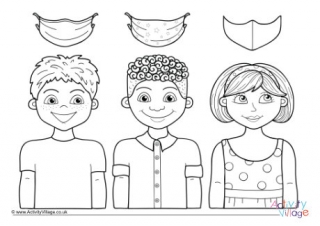 Cut and Paste Masks Colouring Page