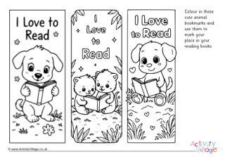 Cute Animal Colouring Bookmarks