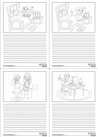 Daily Routine Story Paper - Handwriting - Black and White