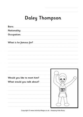 Daley Thompson Worksheet