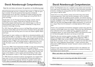 David Attenborough Comprehension