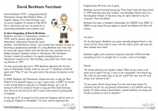 David Beckham Factsheet