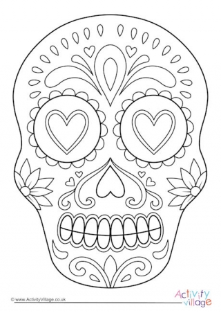 Day of the Dead Calavera Colouring Page 1