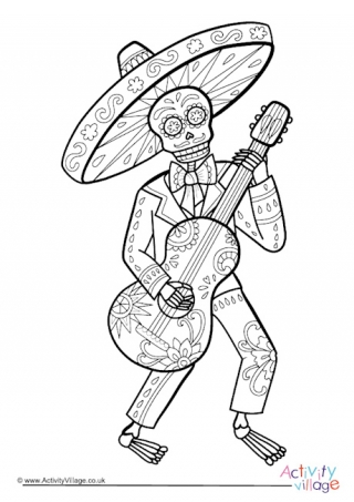 Day of the Dead colouring page 2