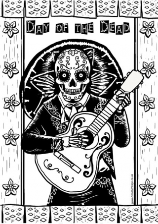 Day of the Dead Colouring Page 6