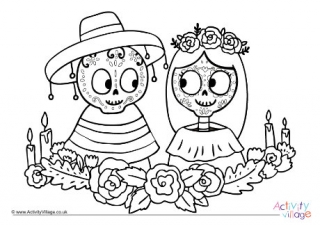 Day of the Dead colouring page 7