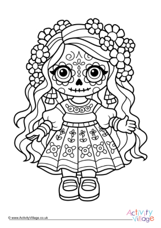 Day of the Dead Costume Colouring Page