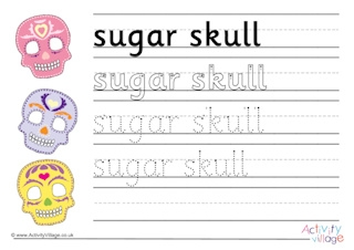 Day of the Dead Handwriting Worksheets