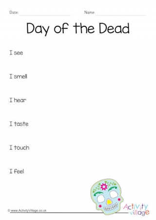 Day of the Dead Sensory Poem Planning Sheet