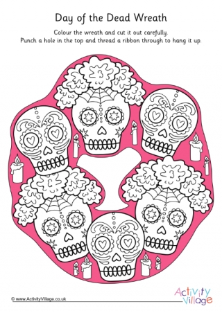 Day of the Dead Wreath Colour Pop Colouring Page 1