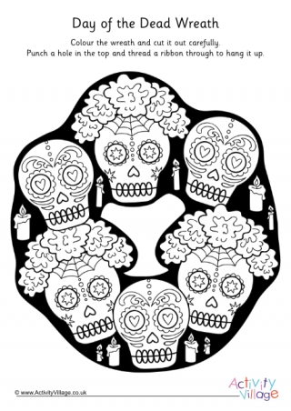 Day of the Dead Wreath Colour Pop Colouring Page 2