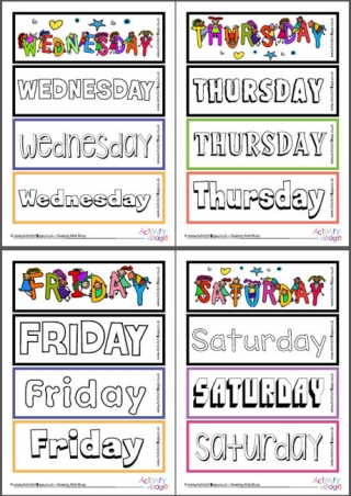 Days of the Week Colouring Bookmarks