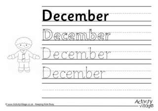 December Handwriting Worksheet
