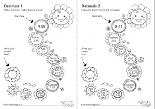 Decimals Worksheets - Flowers