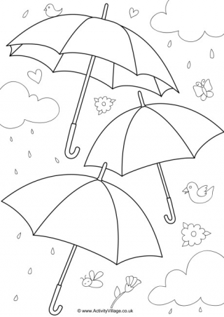 Decorate the Umbrellas Doodle Page