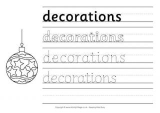 Decorations Handwriting Worksheet