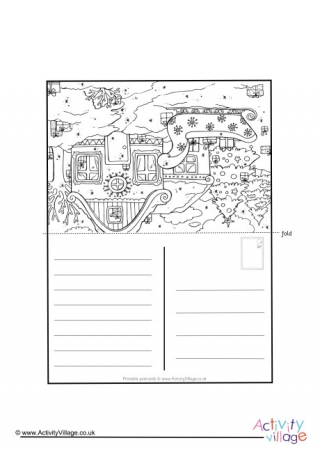 Delivering Presents Colouring Postcard