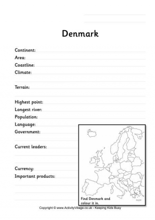 Denmark Fact Worksheet