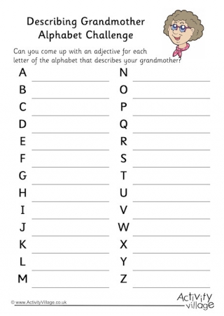 Describing Grandmother Alphabet Challenge