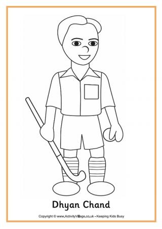 Dhyan Chand Colouring Page