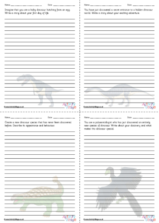 Dinosaur Writing Prompts Story Paper