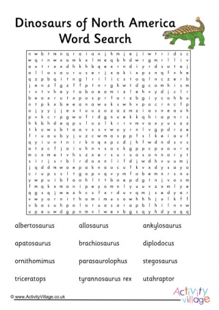 Dinosaurs Of North America Word Search