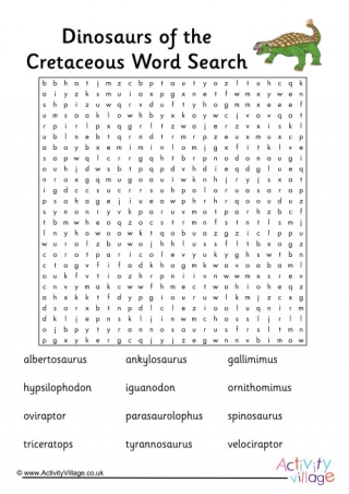 Dinosaurs Of The Cretaceous Word Search