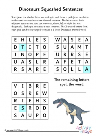 Dinosaurs Squashed Sentences Puzzle