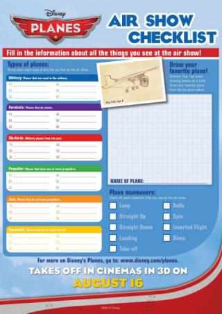 Disney Planes Air Show Checklist