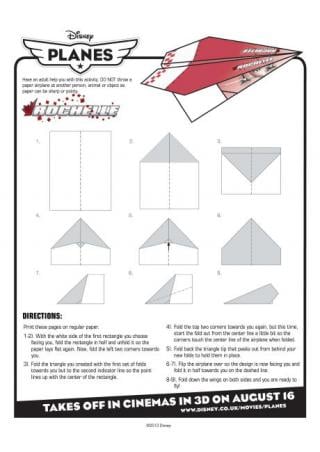 Disney Planes - Rochelle Paper Plane Instructions