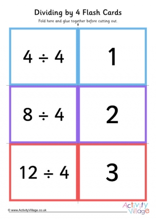 Dividing By 4 Folding Cards