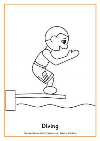 Diving Colouring Page