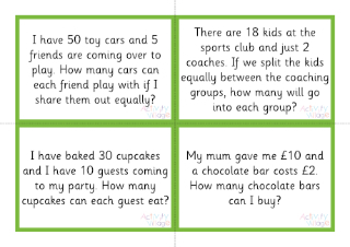 Division Story Sum Cards