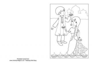 Diwali Colouring Card