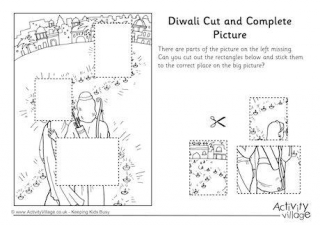 Diwali Cut and Complete the Picture