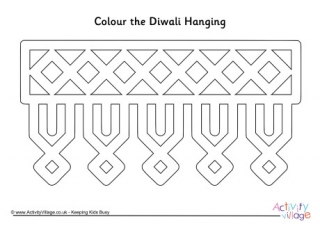 Diwali Hanging Colouring Page 1