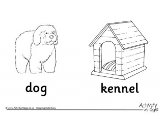 Dog and Kennel Colouring Page