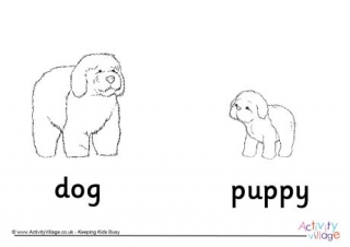 Dog and Puppy Colouring Page