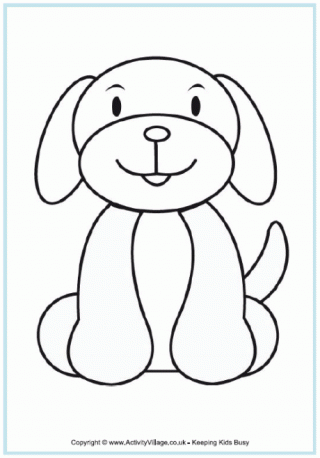 Puppy and Butterflies Colouring Page