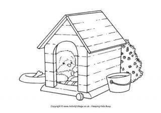 Dog scene colouring page