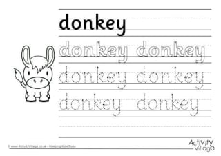 Donkey Handwriting Worksheet
